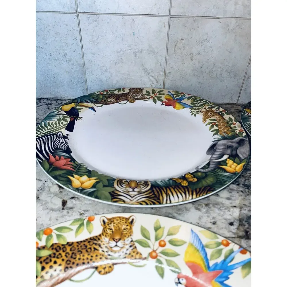 Set of 11 Sakura Jungle Animals Stephanie Stouffer Stoneware Dinner Salad 10